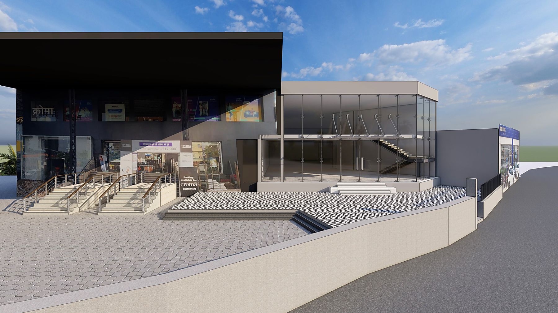 Open-air high street at Udaipur Central