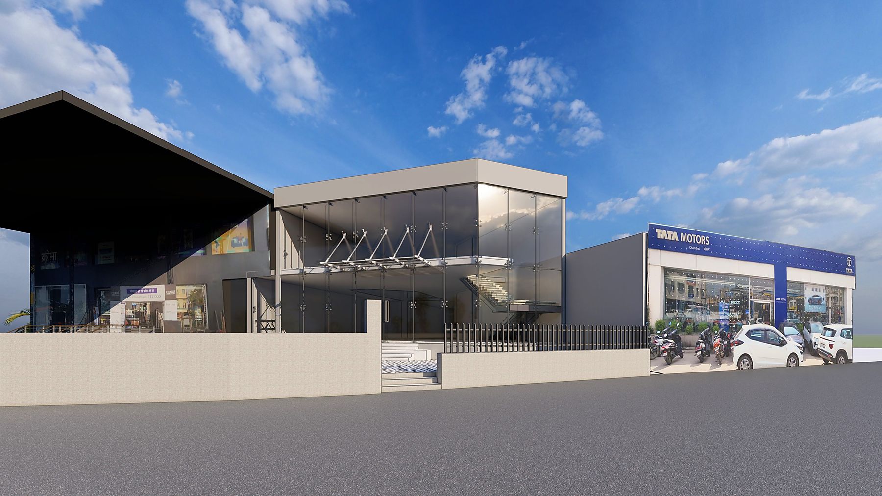 Compound ground-level view